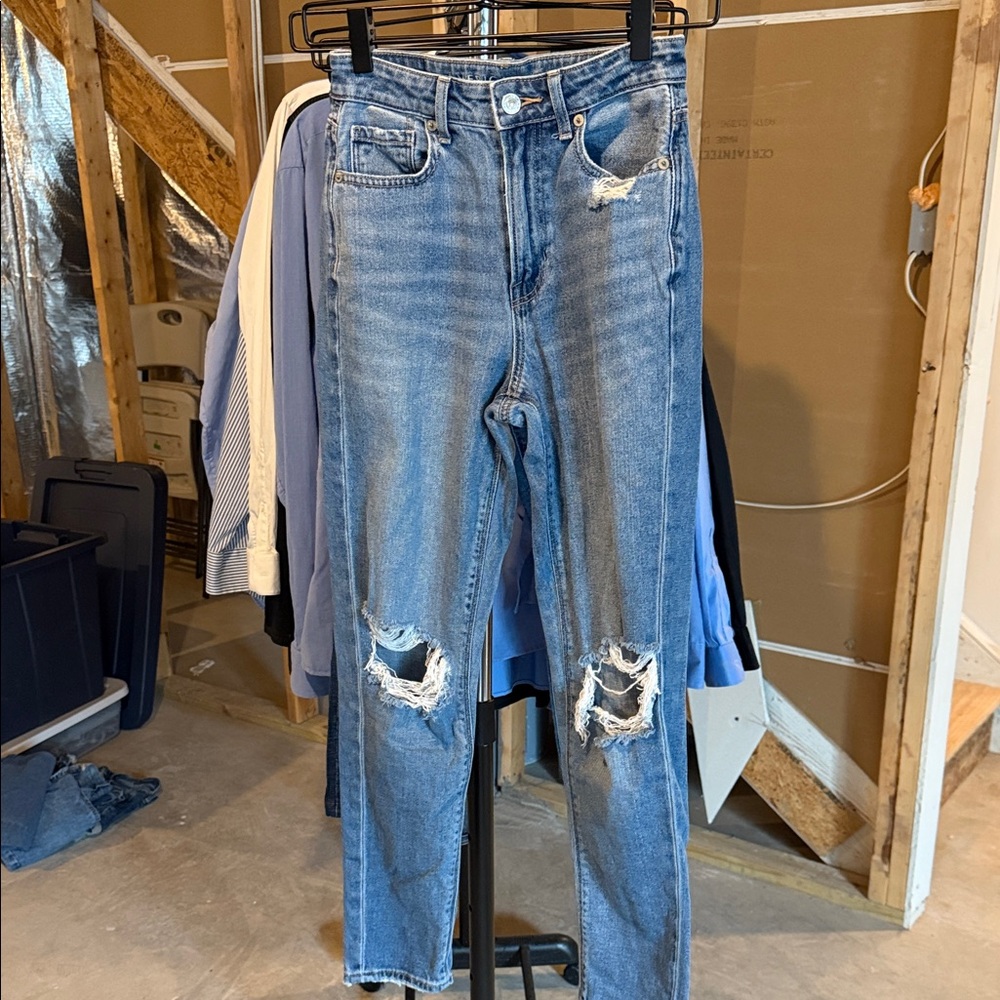 American Eagle Outfitters Ripped Blue Skinny Jeans